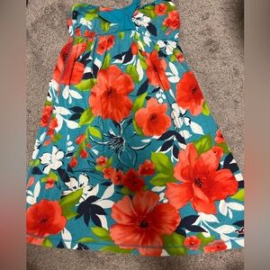 Hollister Teal and Coral Floral Strapless Dress